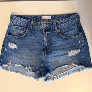 Blue Distressed Denim Shorts